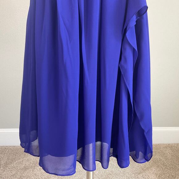 Ralph Lauren Strapless Pleated Chiffon A-Line Mini Cocktail Dress Purple Size 6 - Picture 9 of 13
